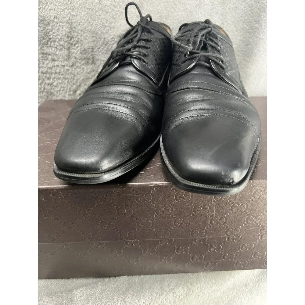 Gucci GG Loafers Dress Shoes Mens Size 8.5 US 8 UK Black‎ Leather Wedding Office